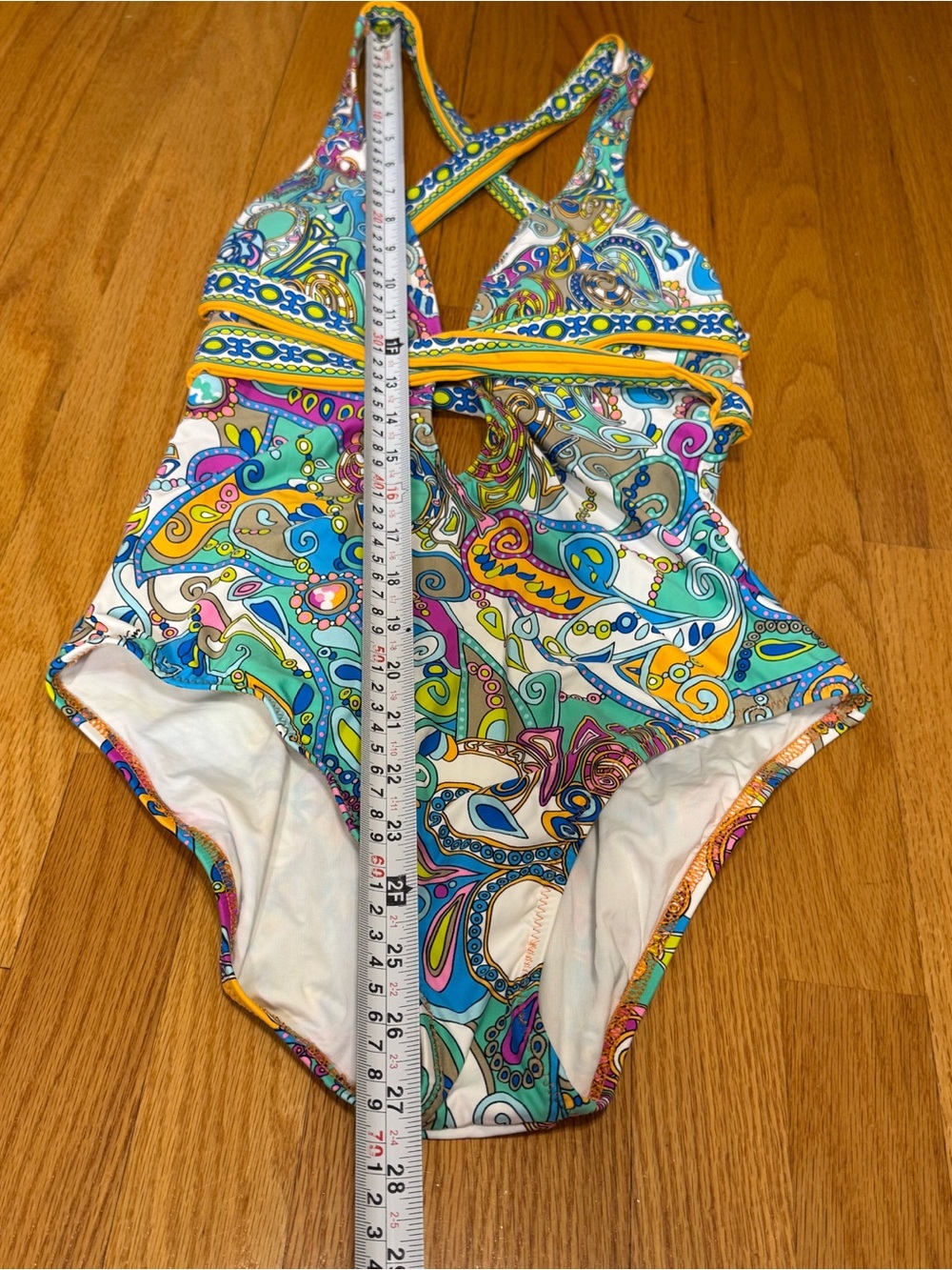 Trina Turk Multicolor Paisley Plunge One-Piece Swimsuit - Picture 6 of 8